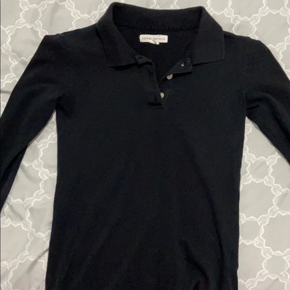 Aeropostale long sleeve black polo